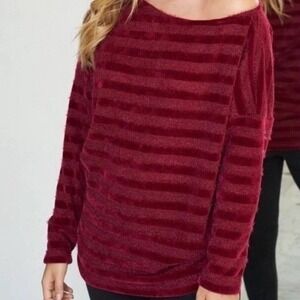 GeeGee Women's Red Sparkle Dolman Sleeve Plus Size Holiday Top Sweater Size 3XL